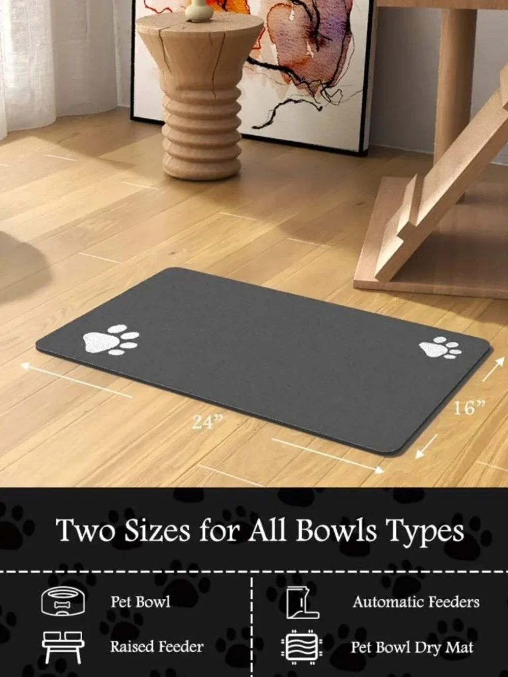 Absorbent Dog Feeding Mat - Quick Dry, Stain-Resistant, 16